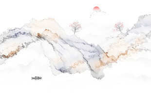 新中式壁画山水画电视背景墙