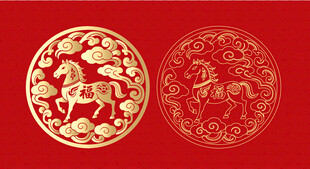 中式圆形金纹吉祥图案