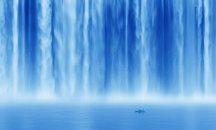 流水生财瀑布山水背景图