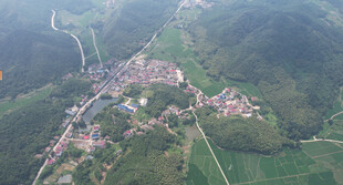 空中俯瞰美丽山村景色