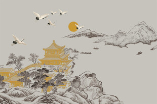 新中式山水背景墙