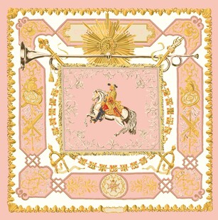 复古风骑马图案装饰丝巾