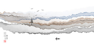 水墨山水抽象画