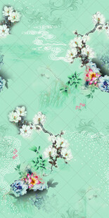 中式水墨风花卉图案设计