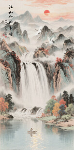 竖幅玄关山水画