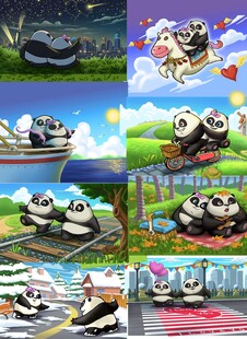 卡通熊猫插画