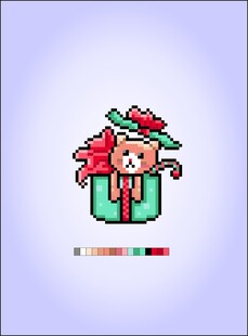 礼盒中的可爱小熊插画像素