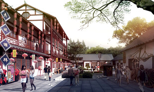 热闹的游乐园街道场景