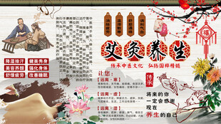 艾灸养生背景墙