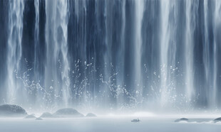 招财瀑布山水画