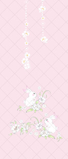 粉色背景花朵垂饰图案