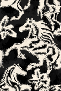 黑白骏马花卉图案纹理