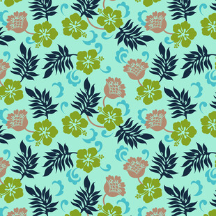 清新花卉绿叶图案背景