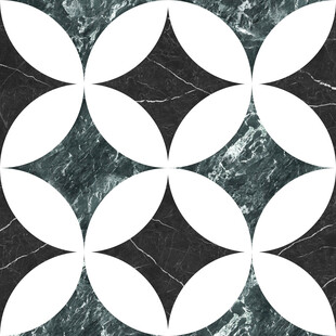 几何花纹黑白大理石仿古砖 