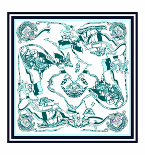 中式传统瑞兽图案丝巾设计