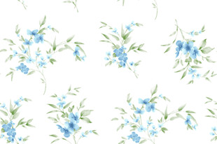 蓝花绿叶清新花卉图案