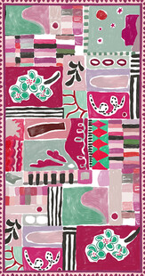 大牌拼贴风几何花卉图案