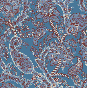 大牌蓝色佩斯利花纹图案