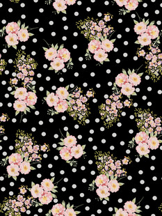 大牌粉色花卉波点图案