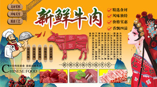 新鲜牛肉背景墙