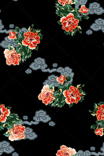 中式花卉云纹图案设计