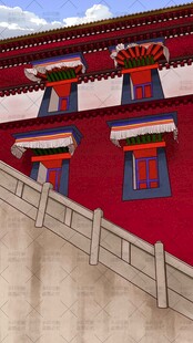 藏族建筑插画海报