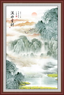 八方聚财山水画