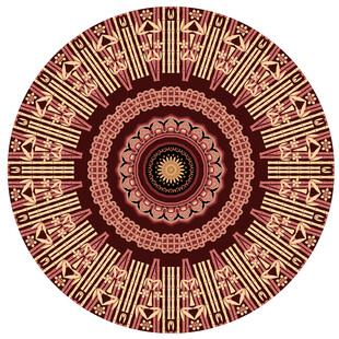 圆形复古民族风花纹图案