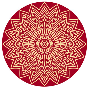 圆形红色古典传统花纹