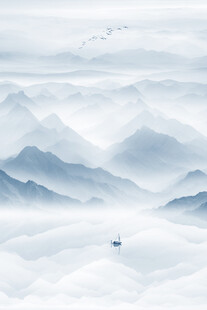 唯美意境抽象山水现代玄关装饰画