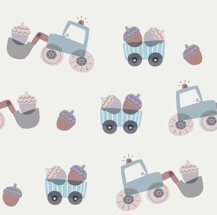 卡通工程车与爱心图案集合