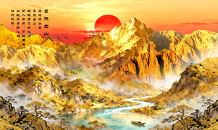 金箔山水画背景墙