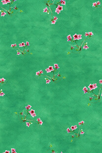 绿色底粉色花朵图案纹理