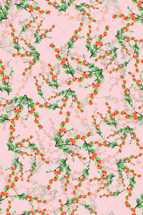 粉色底圣诞元素花纹图案