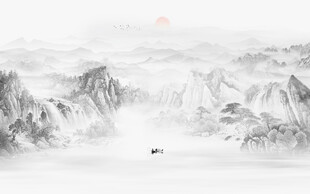 中式山水屏风画