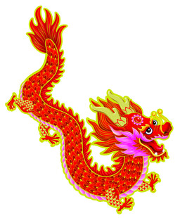 传统红色祥龙图案