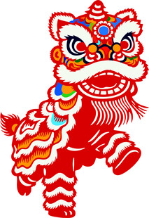 喜庆舞狮剪纸图案