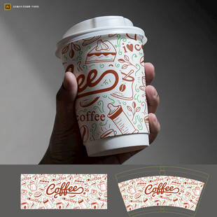 手绘风咖啡纸杯设计展示