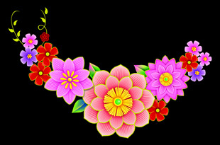 多彩花卉项链图案设计