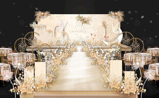 奢华金色系婚礼现场布置