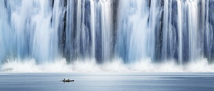 瀑布山水风景画背景图