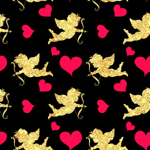 丘比特与爱心图案背景