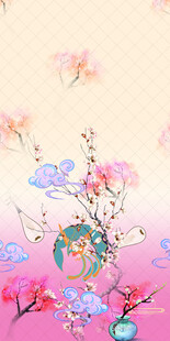 梦幻花卉蝴蝶插画图案