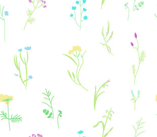 清新小碎花手绘花卉植物图案