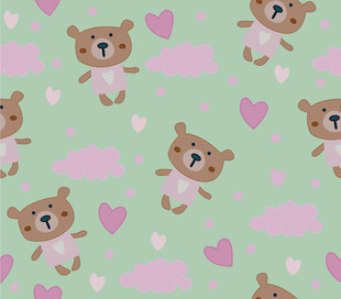 小熊爱心图案背景