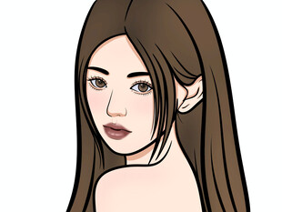 长发女子侧脸卡通形象