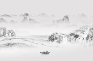 中式山水屏风画