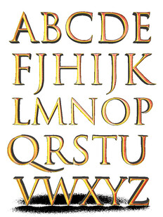 金色立体英文字母展示