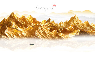 金箔山水画背景墙