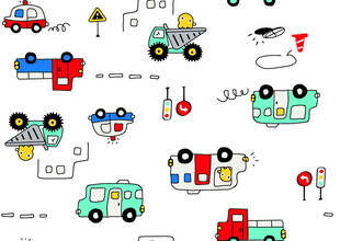 卡通汽车交通元素图案